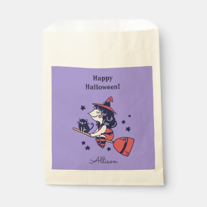 Cute Witch custom name Halloween favor bags