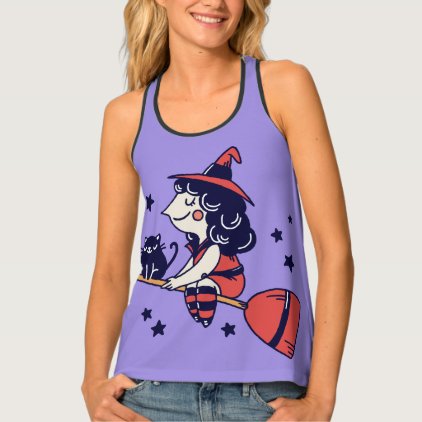 Cute Witch custom name Halloween tank top