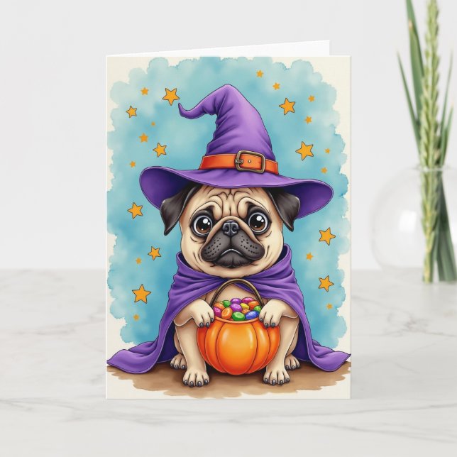 Cute Witch Dog With Candy Card (Front)