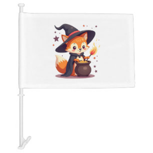 Cute Witch Fox � Magical Halloween Animal Tee Car Flag