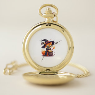 Cute Witch Fox – Magical Halloween Animal Tee Pocket Watch
