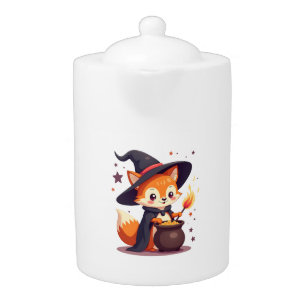 Cute Witch Fox � Magical Halloween Animal Tee Teapot