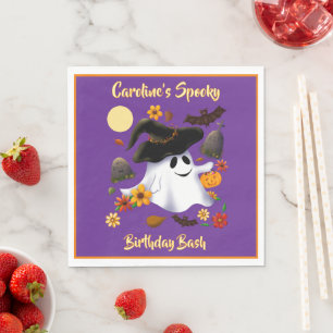 Cute witch ghost trick or treat cemetery napkins