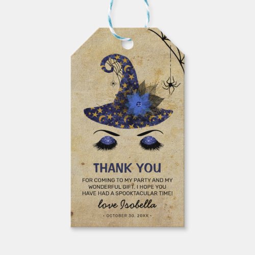 Cute Witch Girls Halloween Thank You Favor Gift Tags