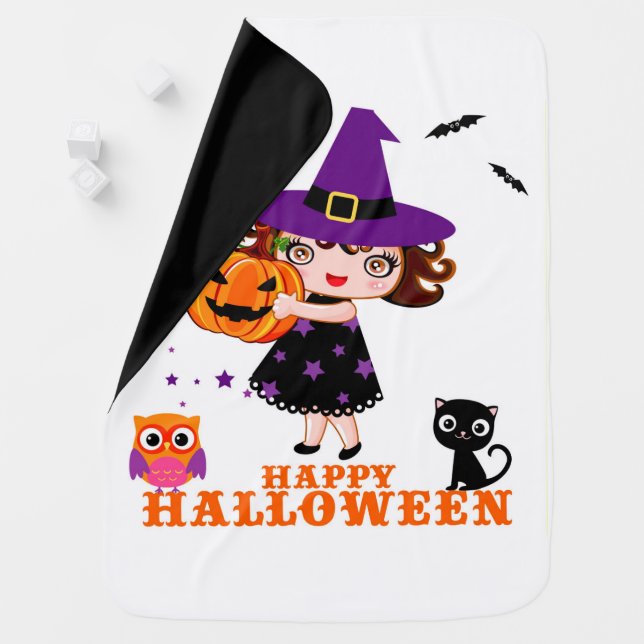 cute witch halloween baby blanket (In Situ)