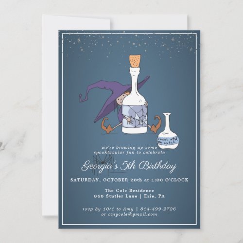 Cute Witch  Halloween Birthday Party Invitation