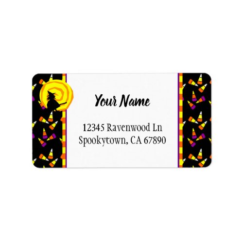 Cute Witch Halloween Candy Pattern Custom Address Label