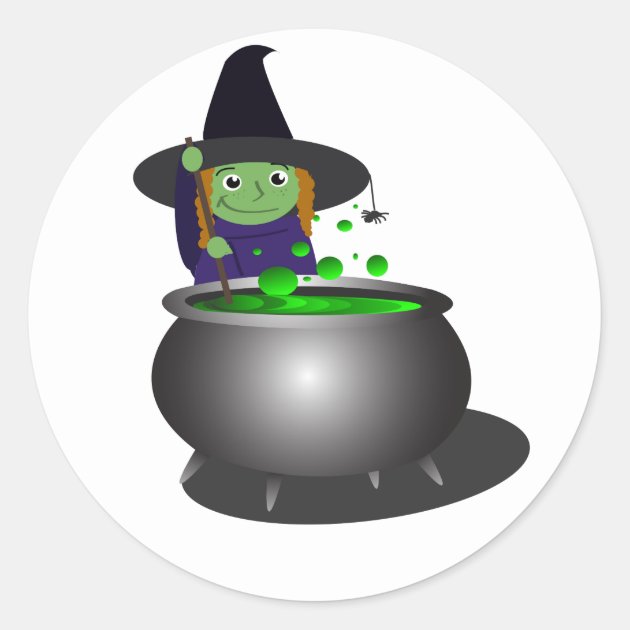 Cute Witch Halloween Classic Round Sticker