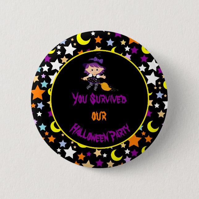Cute Witch Halloween Costume Party Button (Front)