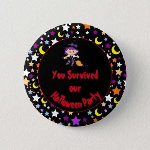 Cute Witch Halloween Costume Party Pinback Button