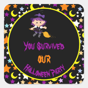 Cute Witch Halloween Costume Party Square Sticker