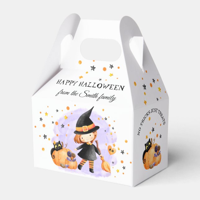 Cute Witch Halloween Favor Box (Front Side)
