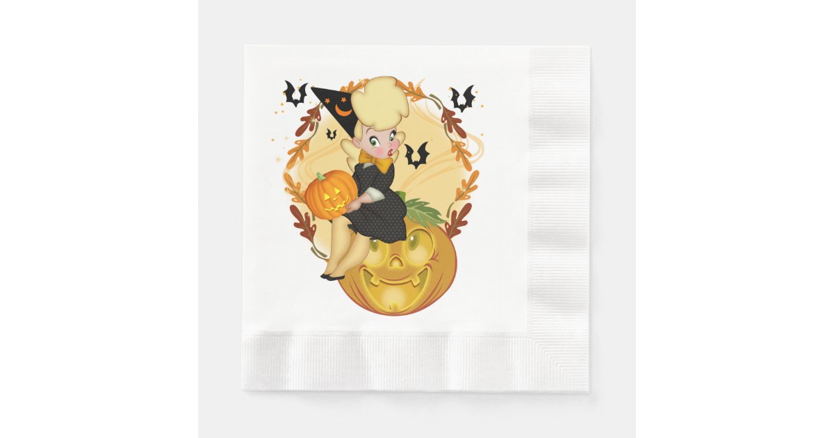 cute witch halloween napkin