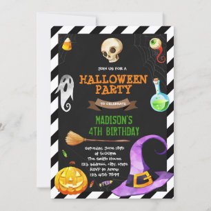 Cute witch halloween party invitation