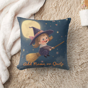 Cute Witch Halloween Pillow – Editable Text