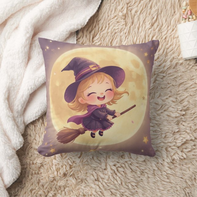 Cute Witch Halloween Pillow – Spooky Decor (Blanket)
