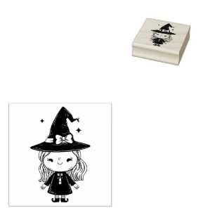 Cute witch Halloween Rubber Stamp