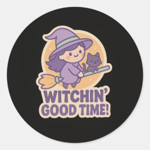 Cute Witch Halloween Sticker for Kids