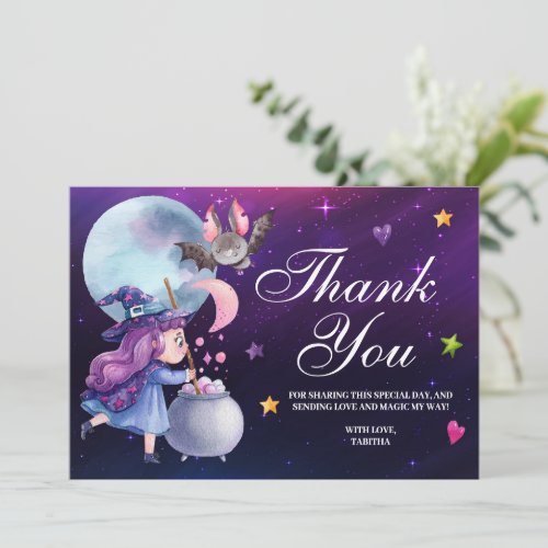 Cute Witch Halloween Thank You Card