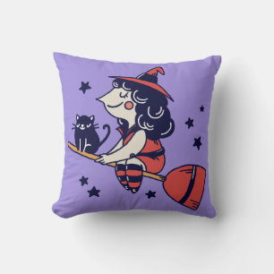 Cute Witch Halloween throw pillows