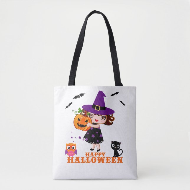 cute witch halloween tote bag (Front)