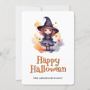 Cute Witch Happy Halloween Card