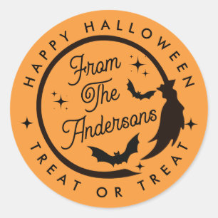 Cute Witch Happy Halloween Treat or Treat Favor Classic Round Sticker