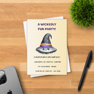 Cute Witch Hat Halloween Acrylic Invitation