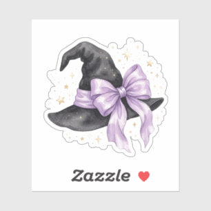 Cute Witch Hat With Large Purple Bow Halloween Sticker