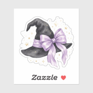 Cute Witch Hat With Large Purple Bow Halloween Sticker