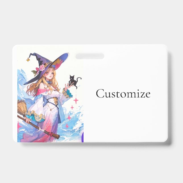 Cute Witch Holding Black Cat Thunder_Cove  Badge (Front)