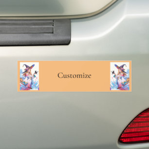 Cute Witch Holding Black Cat Thunder_Cove Bumper Sticker