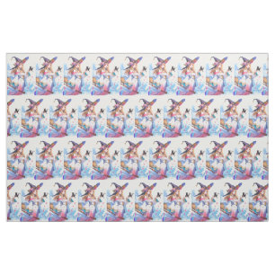 Cute Witch Holding Black Cat Thunder_Cove  Fabric