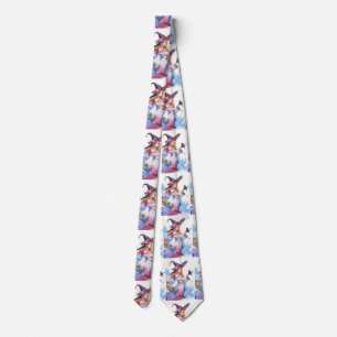 Cute Witch Holding Black Cat Thunder_Cove Neck Tie