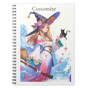 Cute Witch Holding Black Cat Thunder_Cove Notebook