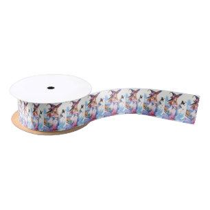 Cute Witch Holding Black Cat Thunder_Cove  Satin Ribbon