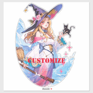 Cute Witch Holding Black Cat Thunder_Cove Sticker