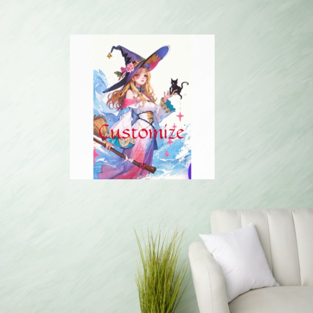 Cute Witch Holding Black Cat Thunder_Cove  Wall Decal (Living Room)