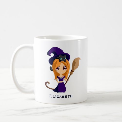Cute Witch in Purple Hat Halloween Coffee Mug