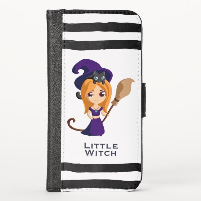 Cute Witch in Purple Hat Halloween iPhone Wallet Case (Front)