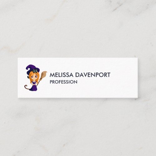 Cute Witch in Purple Hat Halloween Mini Business Card