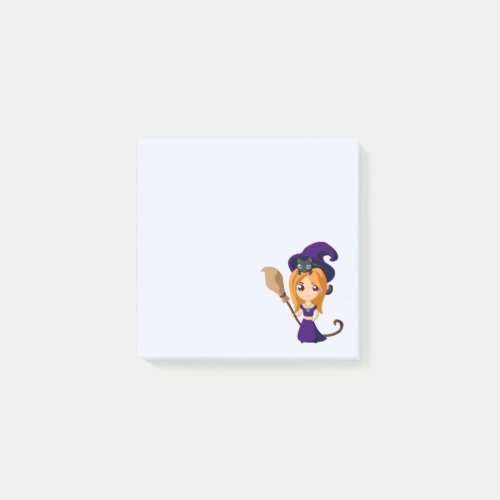 Cute Witch in Purple Hat Halloween Post_it Notes