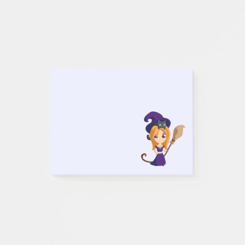 Cute Witch in Purple Hat Halloween Post_it Notes