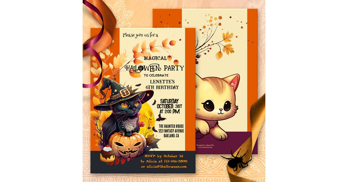 Cute Witch Kids' Birthday Halloween Party Invitation | Zazzle
