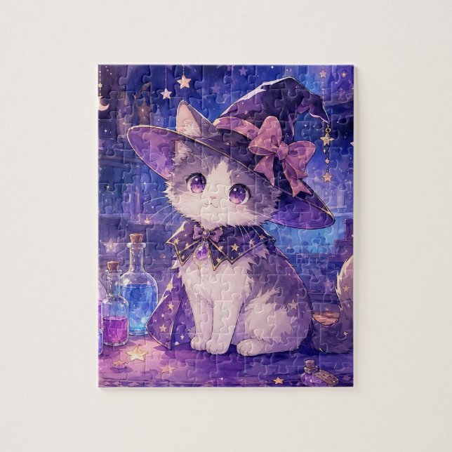 Cute Witch Kitten Puzzle (Vertical)