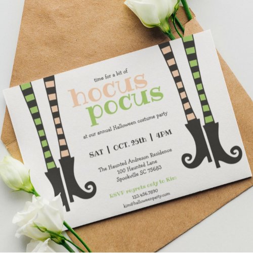 Cute Witch Leggings  Boots Hocus Pocus Halloween Invitation