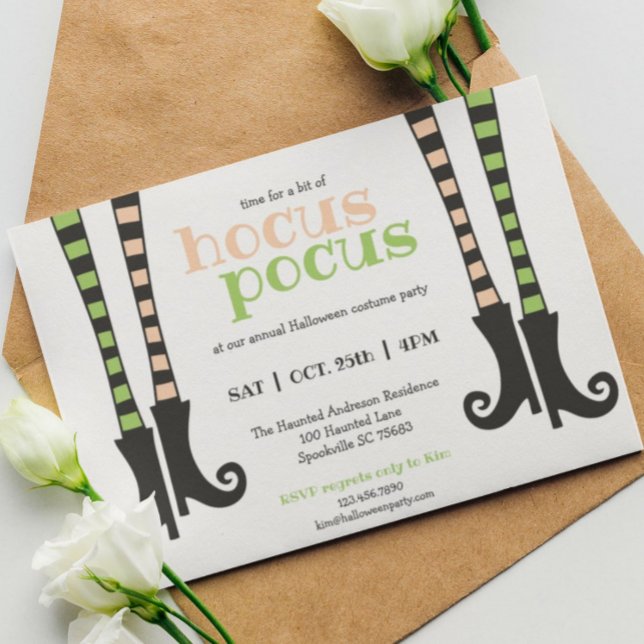 Cute Witch Leggings & Boots Hocus Pocus Halloween Invitation (Creator Uploaded)