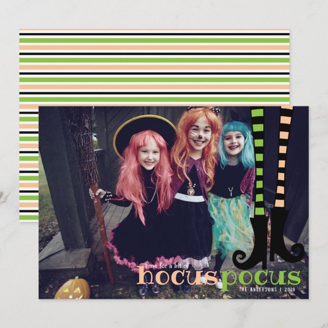 Cute Witch Leggings Boots Hocus Pocus Halloween Invitation (Front/Back)