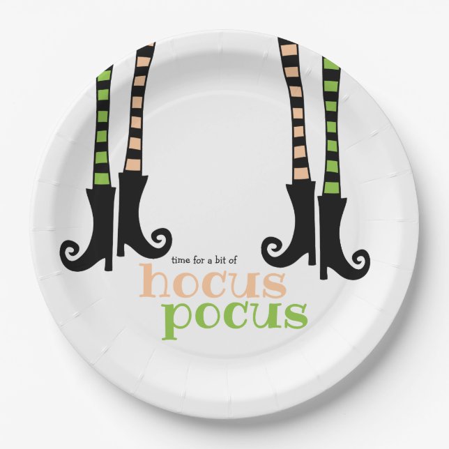 Cute Witch Leggings Boots Hocus Pocus Halloween Paper Plates (Front)
