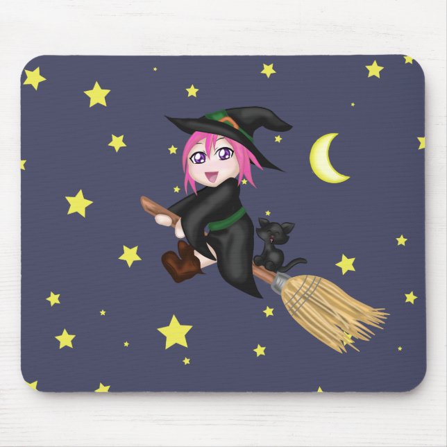 Cute Witch Mouse Pad (Front)